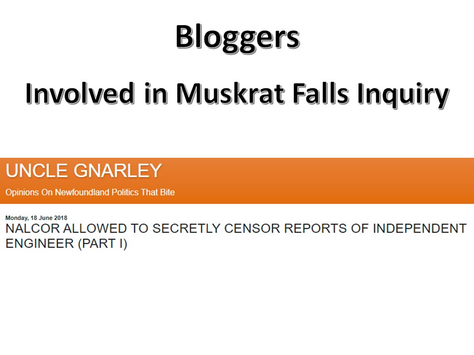 Bloggers involved in Muskrat Falls Inquiry